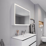 L-Cube Mirror Cabinet with Lighting White