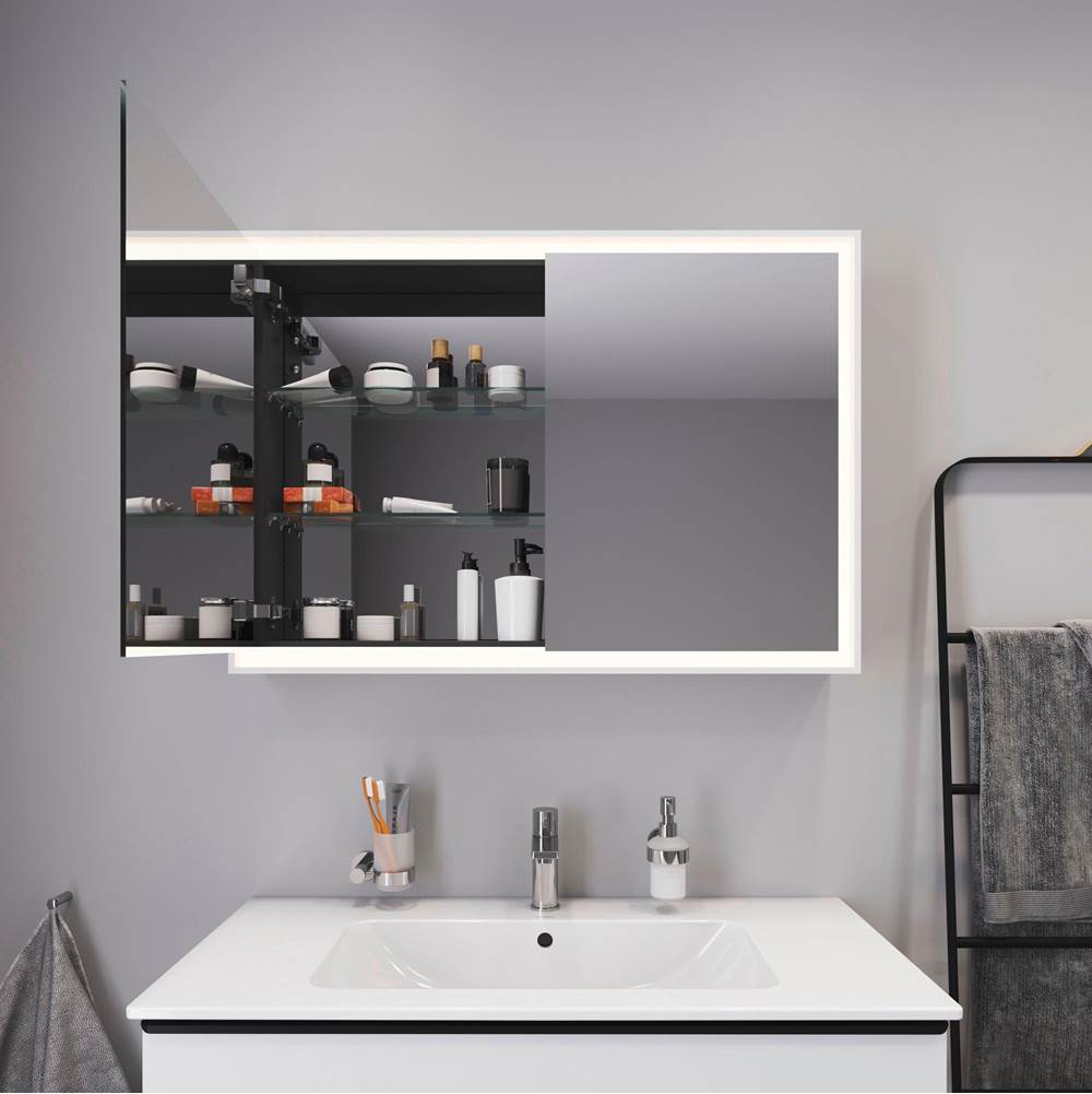 L-Cube Mirror Cabinet with Lighting White