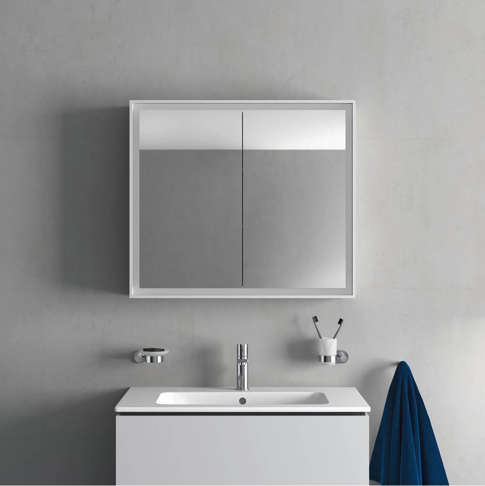 L-Cube Mirror Cabinet with Lighting White
