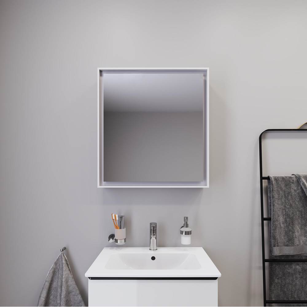 L-Cube Mirror Cabinet with Lighting White