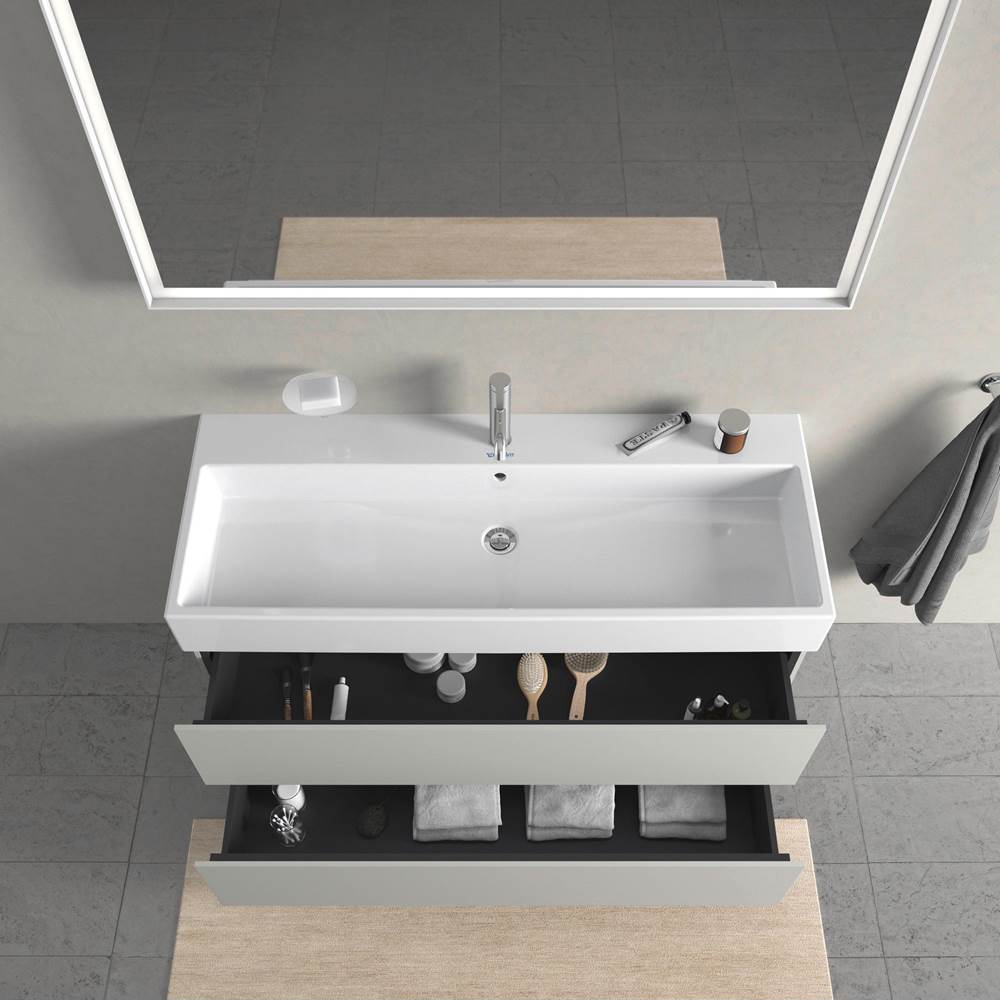 L-Cube Two Drawer Wall-Mount Vanity Unit Concrete Gray