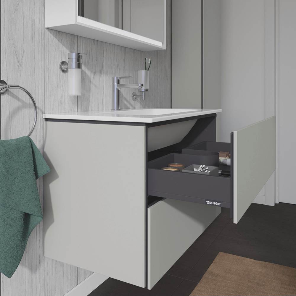 L-Cube Two Drawer Wall-Mount Vanity Unit Concrete Gray