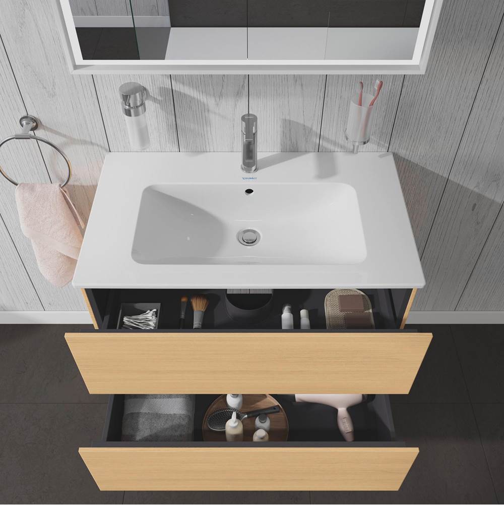 L-Cube Two Drawer Wall-Mount Vanity Unit Concrete Gray