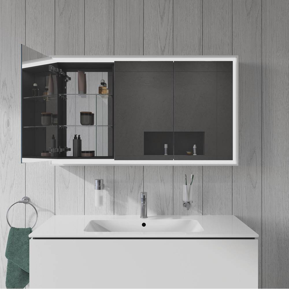 L-Cube Mirror Cabinet with Lighting White