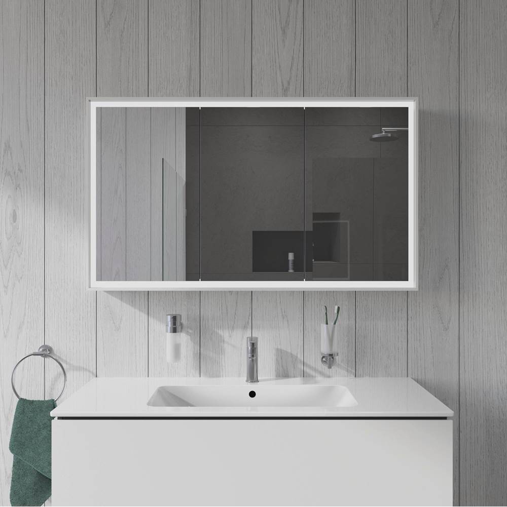 L-Cube Mirror Cabinet with Lighting White