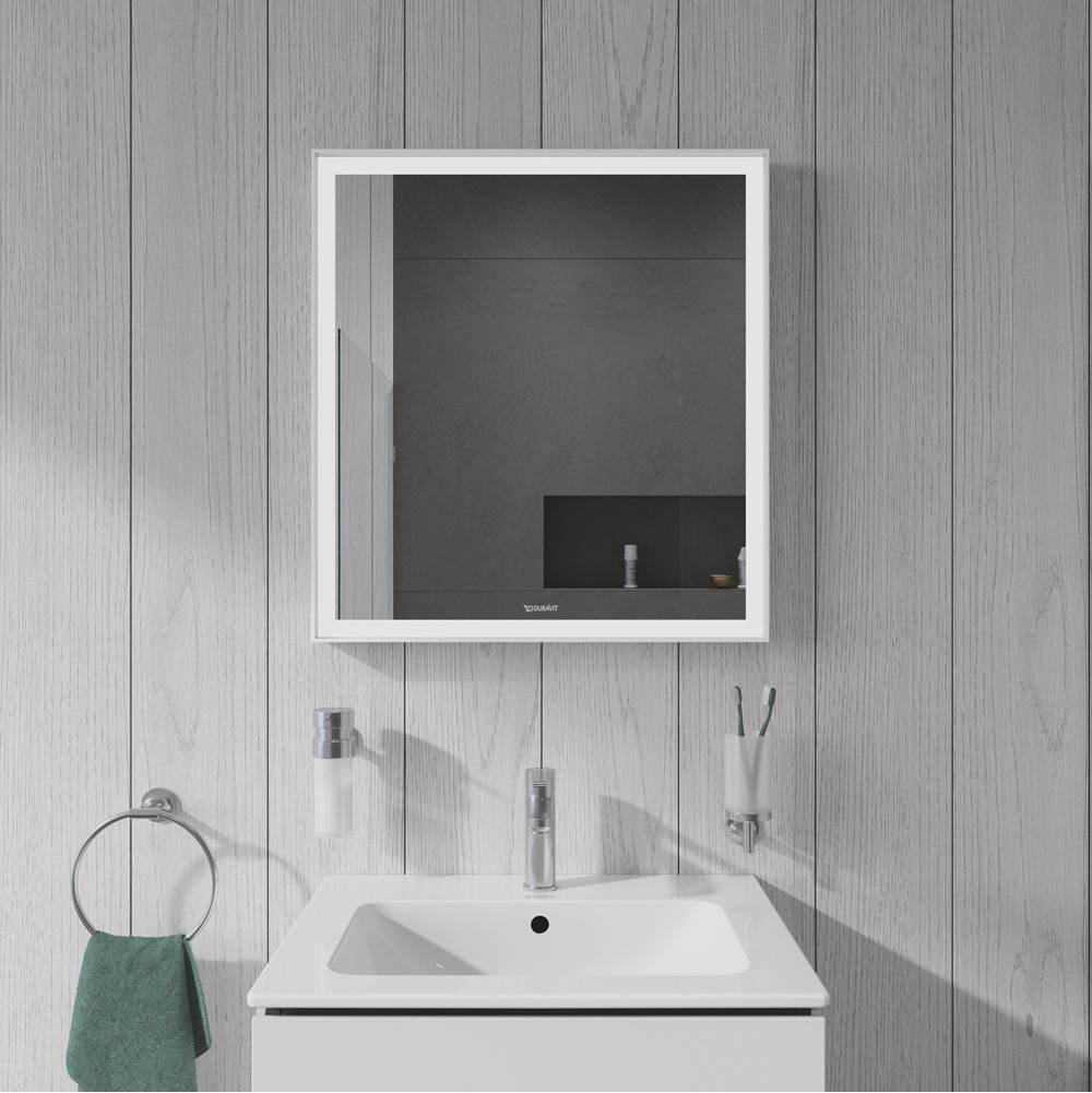 L-Cube Mirror with Lighting White Aluminum