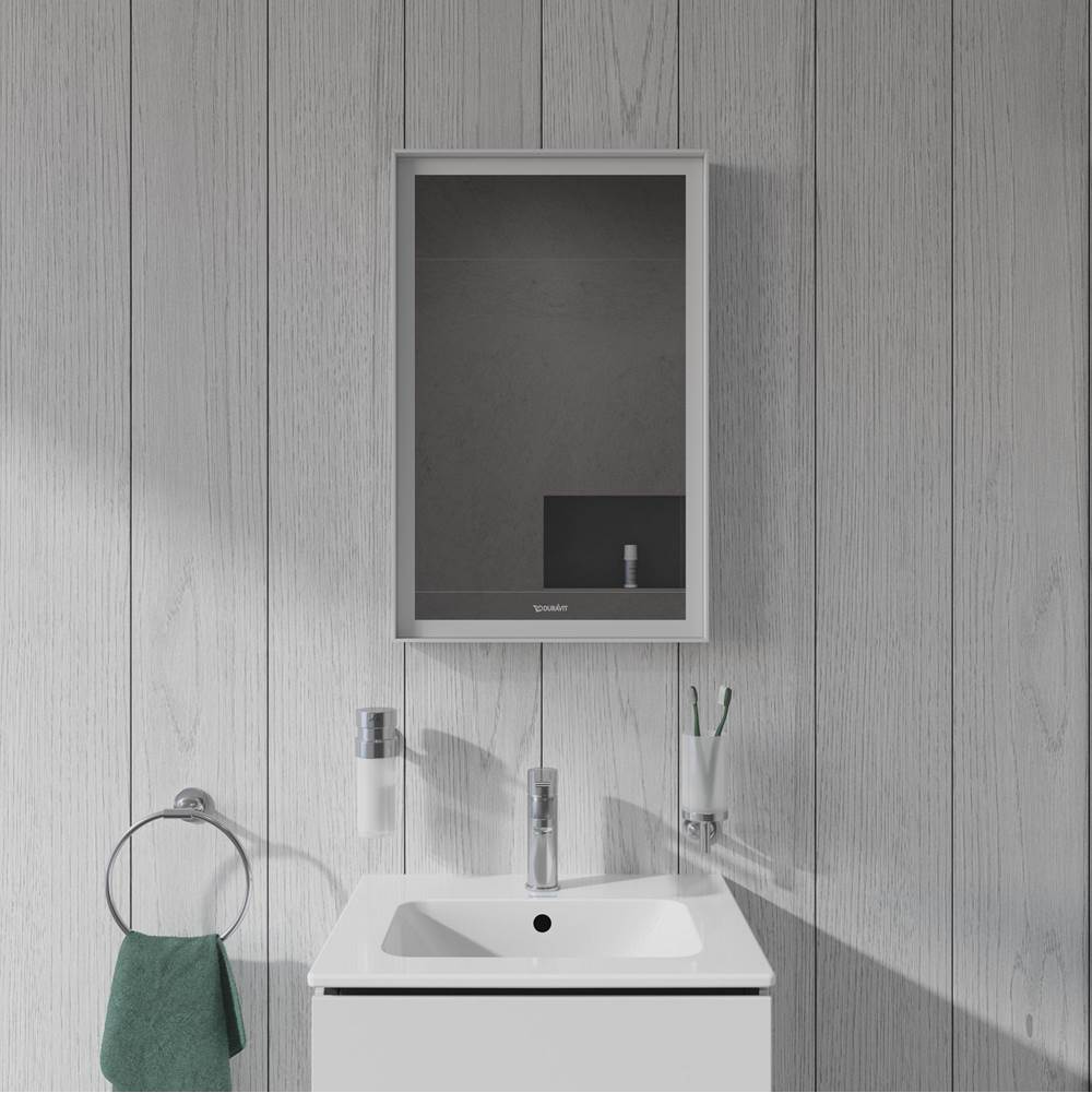 L-Cube Mirror with Lighting White Aluminum