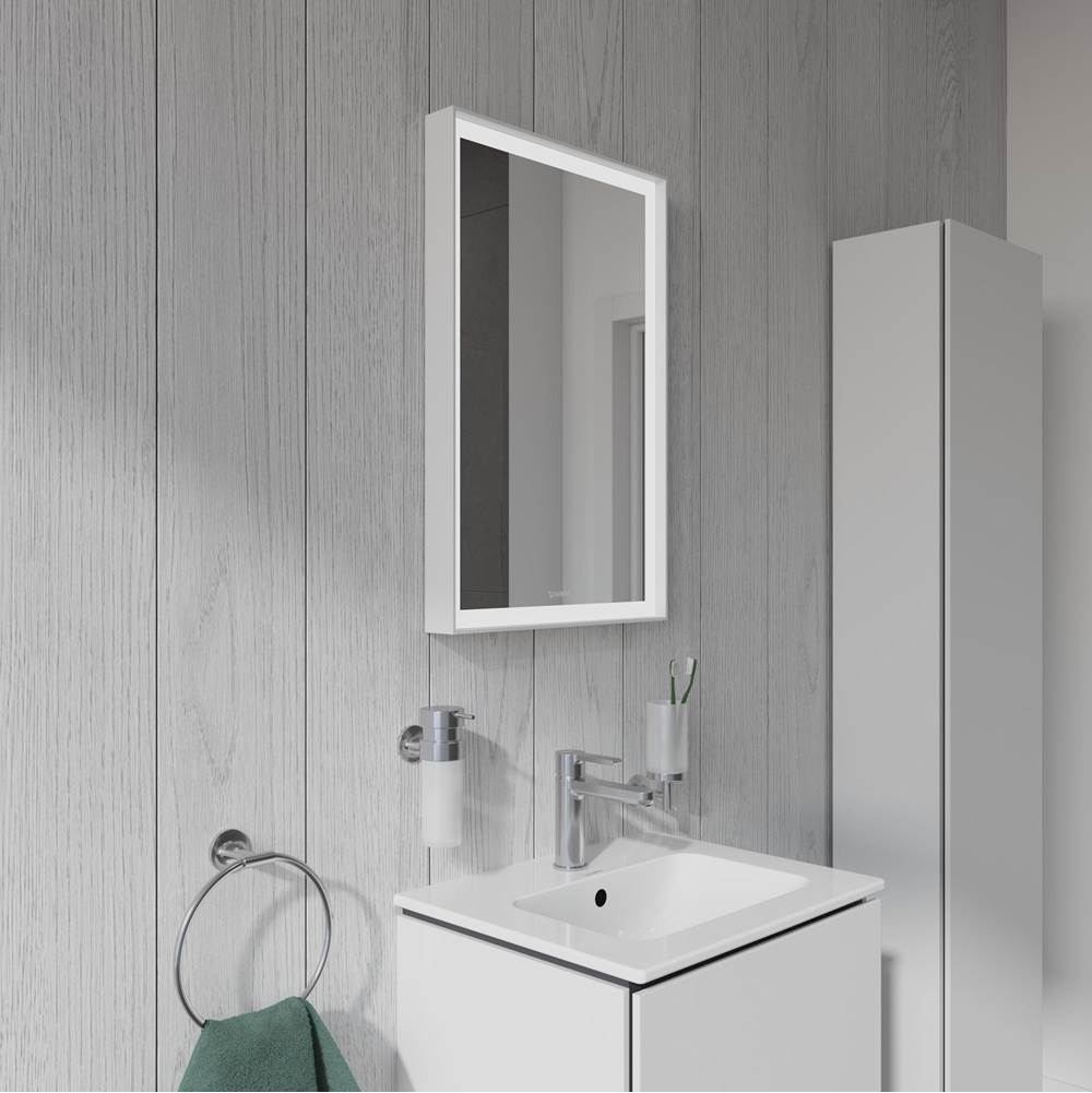 L-Cube Mirror with Lighting White Aluminum