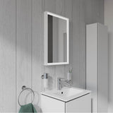 L-Cube Mirror with Lighting White Aluminum