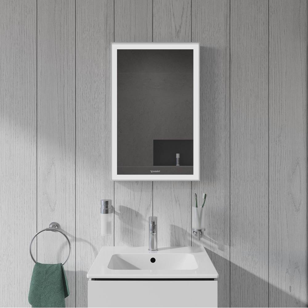 L-Cube Mirror with Lighting White Aluminum