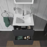 L-Cube Two Drawer Wall-Mount Vanity Unit Concrete Gray