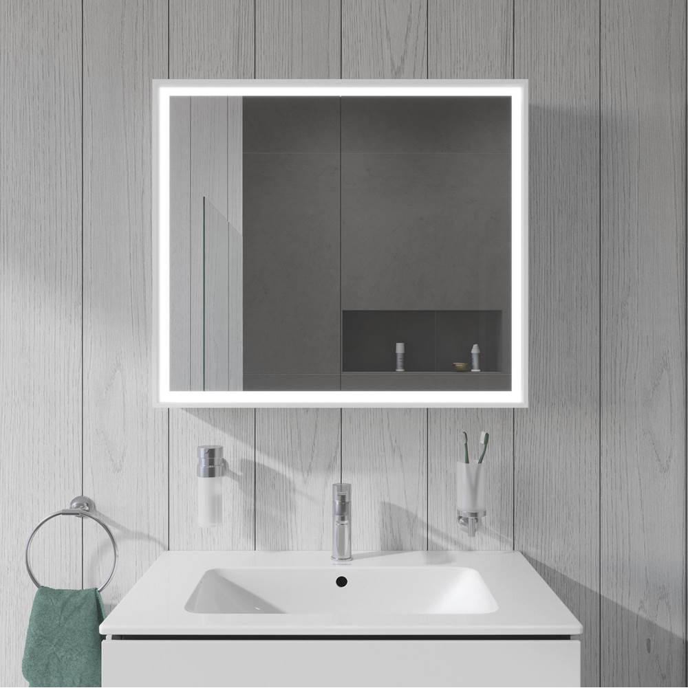L-Cube Mirror Cabinet with Lighting White