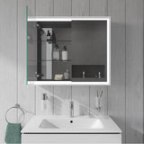 L-Cube Mirror Cabinet with Lighting White