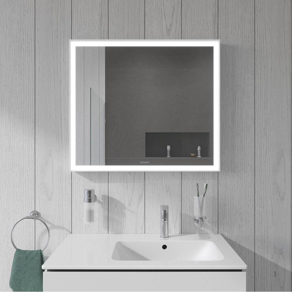 L-Cube Mirror with Lighting White Aluminum