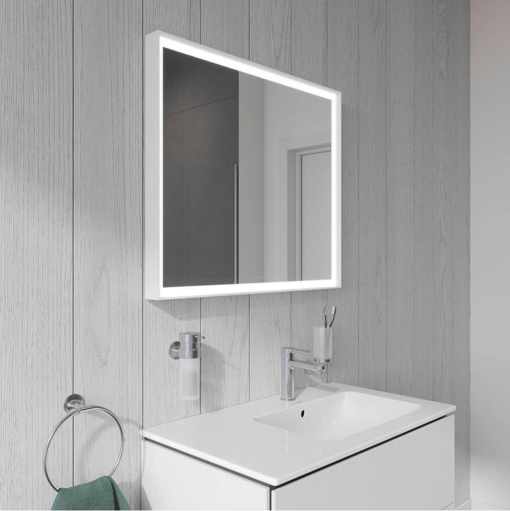 L-Cube Mirror with Lighting White Aluminum