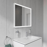 L-Cube Mirror with Lighting White Aluminum
