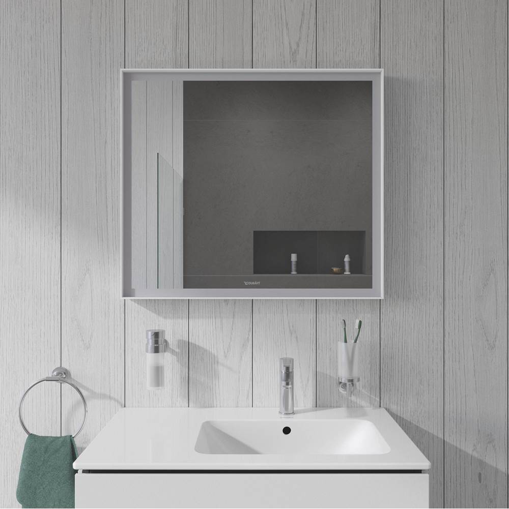 L-Cube Mirror with Lighting White Aluminum