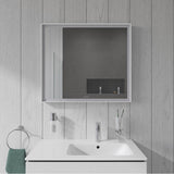 L-Cube Mirror with Lighting White Aluminum