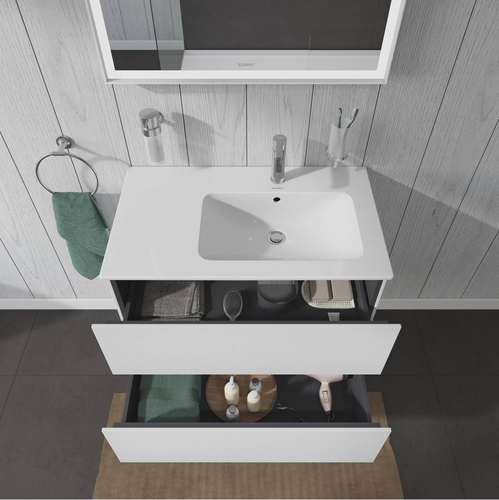 L-Cube Two Drawer Wall-Mount Vanity Unit Concrete Gray