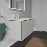 L-Cube Two Drawer Wall-Mount Vanity Unit Concrete Gray