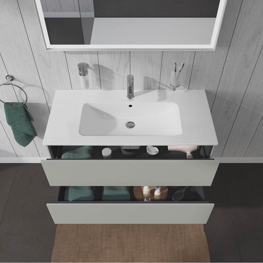 L-Cube Two Drawer Wall-Mount Vanity Unit Concrete Gray