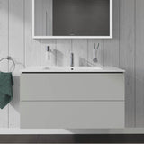 L-Cube Two Drawer Wall-Mount Vanity Unit Concrete Gray