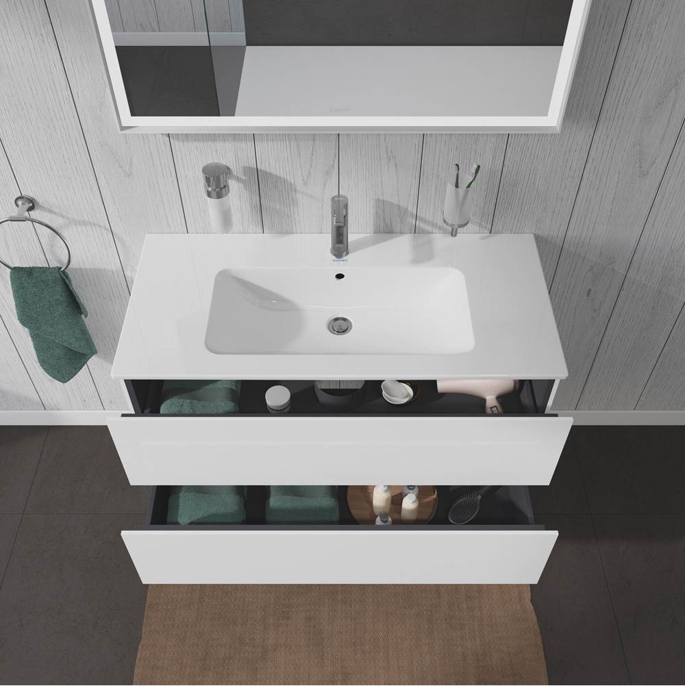 L-Cube Two Drawer Wall-Mount Vanity Unit Concrete Gray