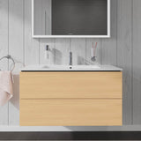 L-Cube Two Drawer Wall-Mount Vanity Unit Concrete Gray