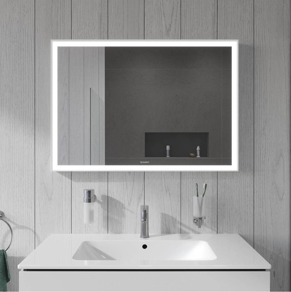 L-Cube Mirror with Lighting White Aluminum