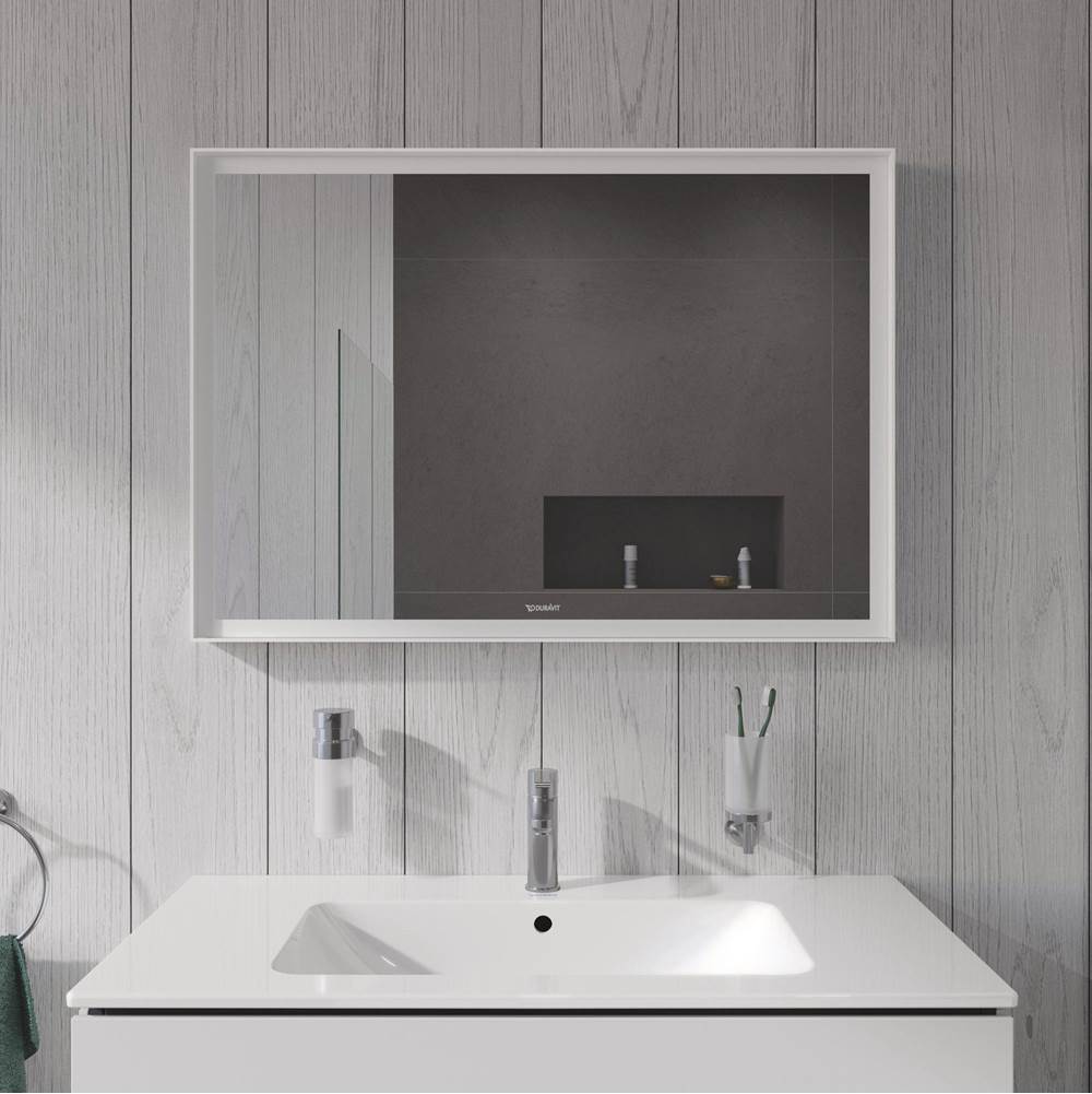 L-Cube Mirror with Lighting White Aluminum