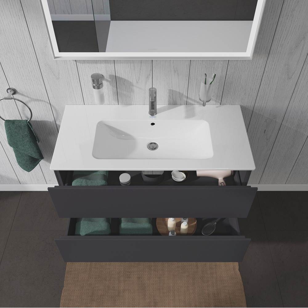 L-Cube Two Drawer Wall-Mount Vanity Unit Concrete Gray