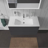L-Cube Two Drawer Wall-Mount Vanity Unit Concrete Gray