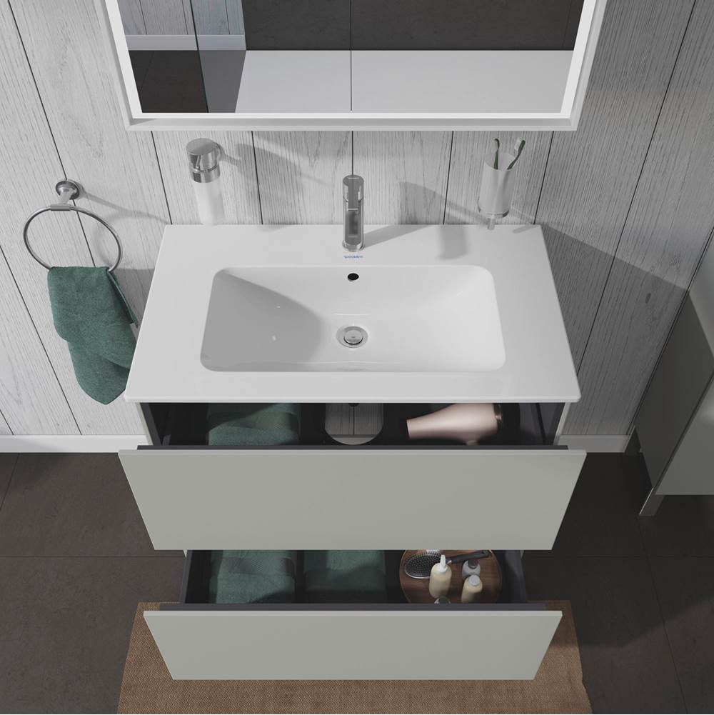 L-Cube Two Drawer Floorstanding Vanity Unit Concrete Gray