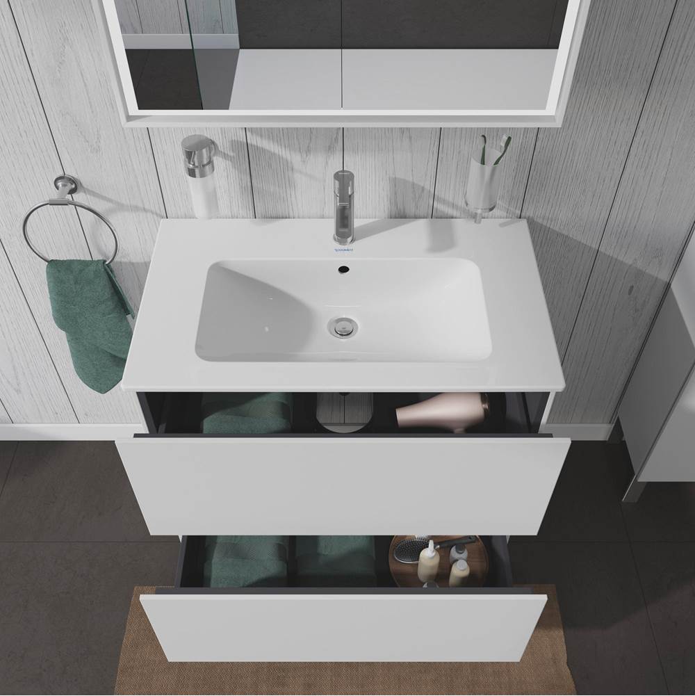 L-Cube Two Drawer Floorstanding Vanity Unit Concrete Gray