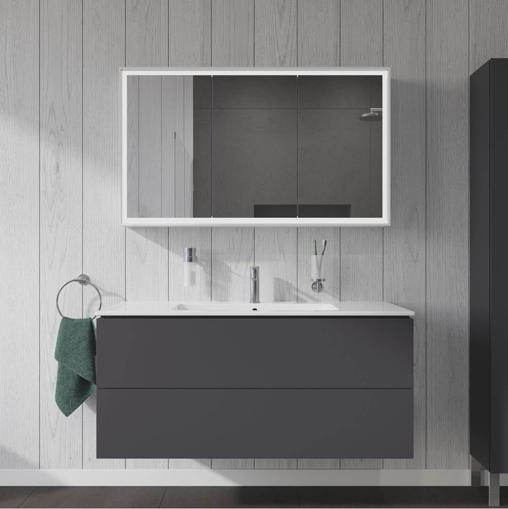 L-Cube Mirror Cabinet with Lighting White