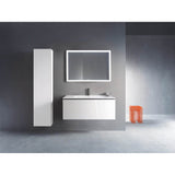 L-Cube One Drawer Wall-Mount Vanity Unit Concrete Gray