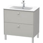 Duravit - Brioso Two Drawer Floorstanding Vanity Unit Concrete Gray - Concrete Gray Matte