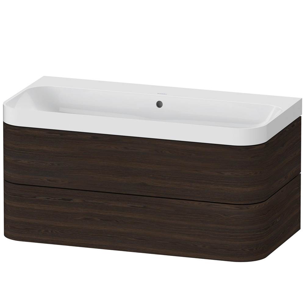 Duravit - Happy D.2 Plus Two Drawer C-Shaped Wall-Mount Vanity Kit Walnut Brushed - Walnut Brushed