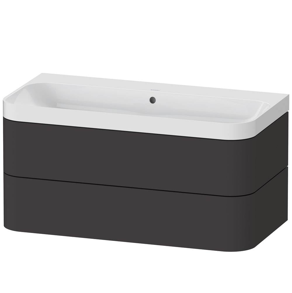 Duravit - Happy D.2 Plus Two Drawer C-Shaped Wall-Mount Vanity Kit Graphite - Graphite Super Matte