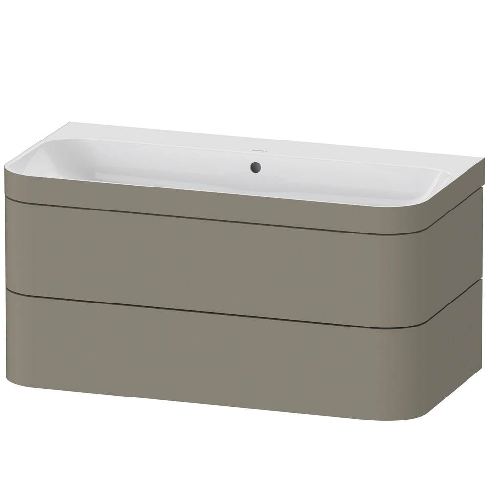 Duravit - Happy D.2 Plus Two Drawer C-Bonded Wall-Mount Vanity Kit Stone Gray - Stone Gray Satin Matte