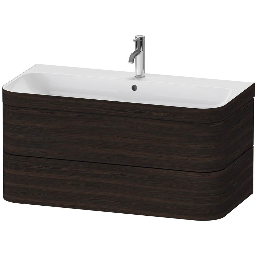 Duravit - Happy D.2 Plus Two Drawer C-Bonded Wall-Mount Vanity Kit Walnut Brushed - Walnut Brushed
