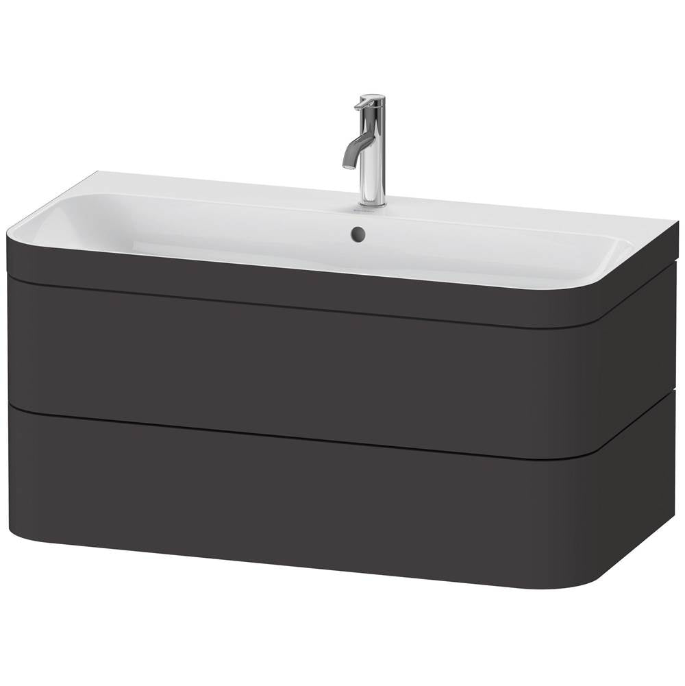 Duravit - Happy D.2 Plus Two Drawer C-Bonded Wall-Mount Vanity Kit Graphite - Graphite Super Matte