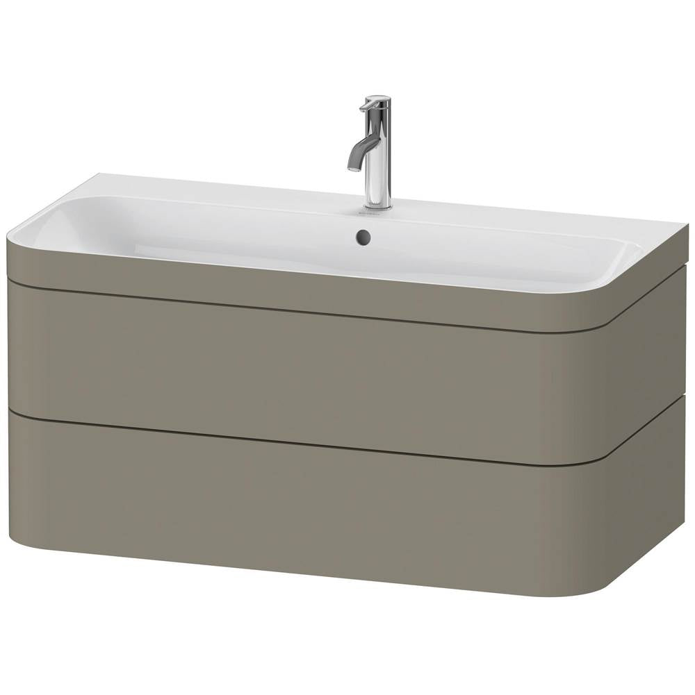 Duravit - Happy D.2 Plus Two Drawer C-Bonded Wall-Mount Vanity Kit Stone Gray - Stone Gray Satin Matte