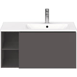 L-Cube One Drawer Wall-Mount Vanity Unit Concrete Gray