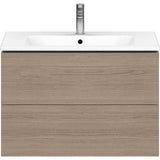 L-Cube Two Drawer Wall-Mount Vanity Unit Concrete Gray