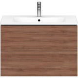 L-Cube Two Drawer Wall-Mount Vanity Unit Concrete Gray