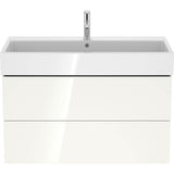 L-Cube Two Drawer Wall-Mount Vanity Unit Concrete Gray