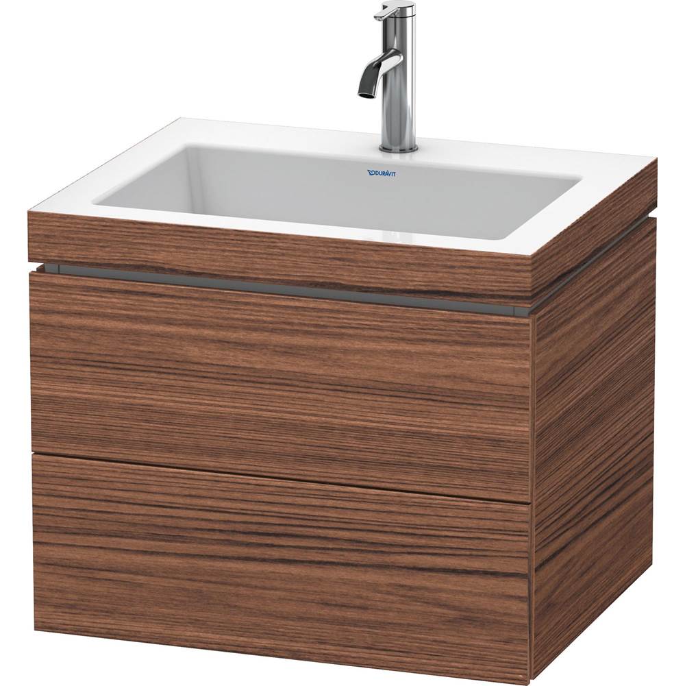 Duravit - L-Cube Two Drawer C-Bonded Wall-Mount Vanity Kit White - Walnut Dark
