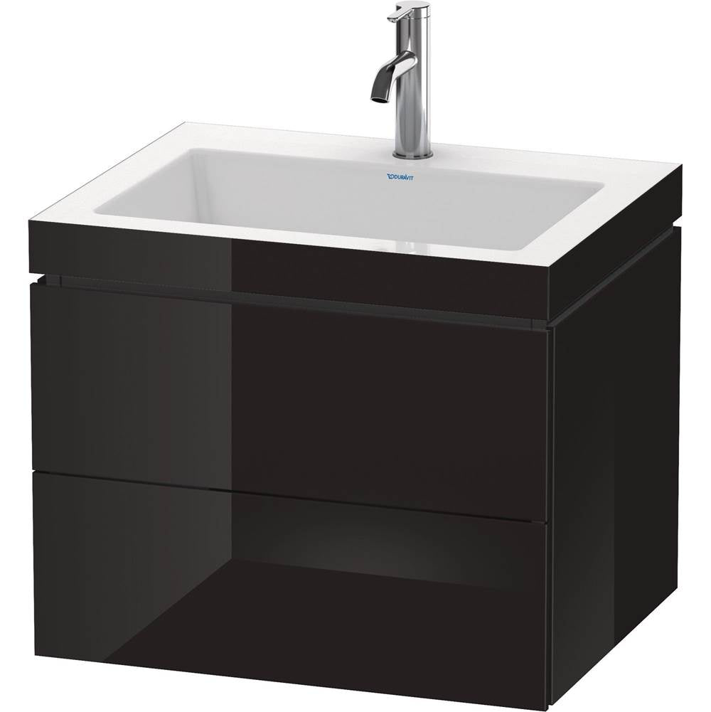 Duravit - L-Cube Two Drawer C-Bonded Wall-Mount Vanity Kit Black - Black High Gloss