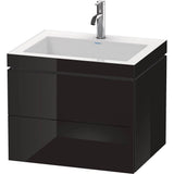 Duravit - L-Cube Two Drawer C-Bonded Wall-Mount Vanity Kit Black - Black High Gloss